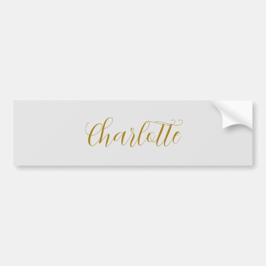 Kalligrafie Goud Kleur Grijs Aangepast Persoonlijk Bumpersticker (Voorkant)
