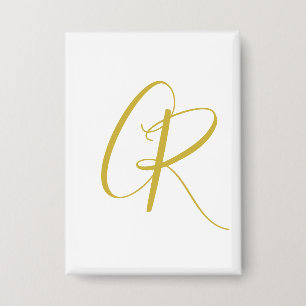 Kalligrafie Goud Kleur Monogram Moderne Minimalist Button