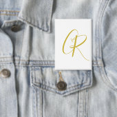 Kalligrafie Goud Kleur Monogram Moderne Minimalist Button (Insitu)