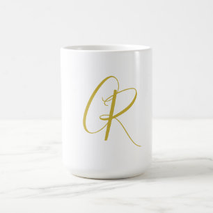 Kalligrafie Goud Kleur Monogram Moderne Minimalist Koffiemok