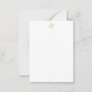 Kalligrafie Goud Kleur Monogram Moderne Minimalist Notitiekaartje