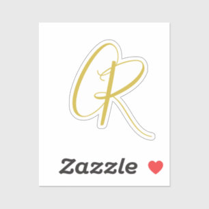 Kalligrafie Goud Kleur Monogram Moderne Minimalist Sticker