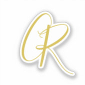 Kalligrafie Goud Kleur Monogram Moderne Minimalist Sticker (Voorkant)