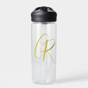 Kalligrafie Goud Kleur Monogram Moderne Minimalist Waterfles