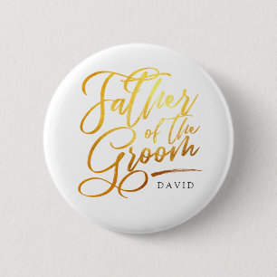 Kalligrafie Goud Vader van de Bruidegom elegant Ronde Button 5,7 Cm