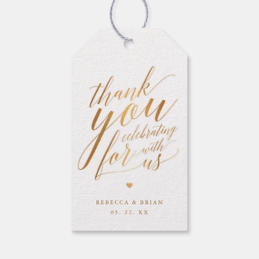 Kalligrafie Gouden Folie Bruiloft Dank u Cadeau La Cadeaulabel (Achterkant)