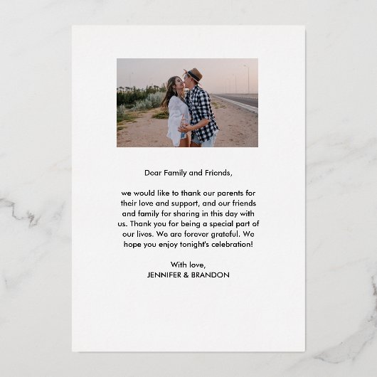 Kalligrafie Gouden Folie Dank u | Trouwfoto Folie Feestdagenkaart (Achterkant)