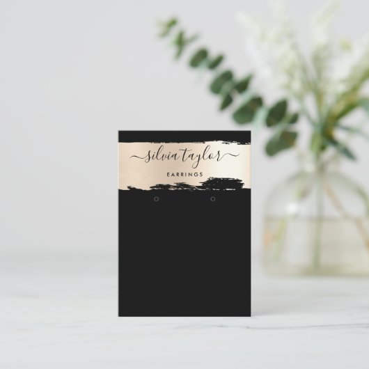 Kalligrafie gouden glitter Oorbel display kaart Visitekaartje (Staand voorkant)