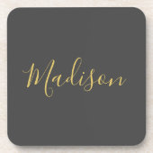 Kalligrafie Gouden Kleur Grijs Aangepast Persoonli Bier Onderzetter (Voorkant)