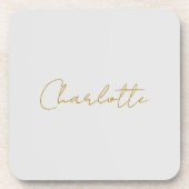 Kalligrafie Gouden Kleur Grijs Aangepast Persoonli Bier Onderzetter (Voorkant)