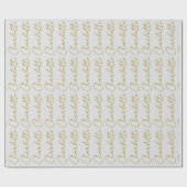 Kalligrafie Gouden Kleur Grijs Aangepast Persoonli Cadeaupapier (Vlak)