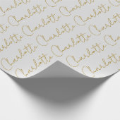 Kalligrafie Gouden Kleur Grijs Aangepast Persoonli Cadeaupapier (Hoek)