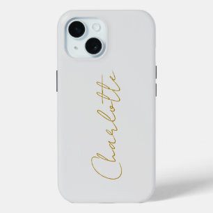 Kalligrafie Gouden Kleur Grijs Aangepast Persoonli iPhone 15 Case