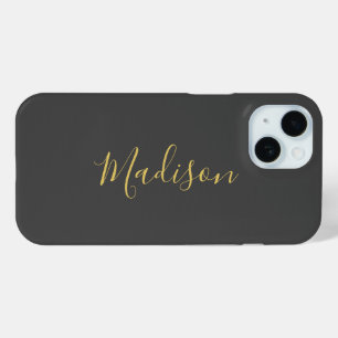 Kalligrafie Gouden Kleur Grijs Aangepast Persoonli iPhone 15 Case