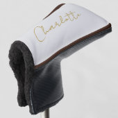 Kalligrafie Gouden Kleur Grijs Aangepast Persoonli Golfheadcover (3/4 voorkant)