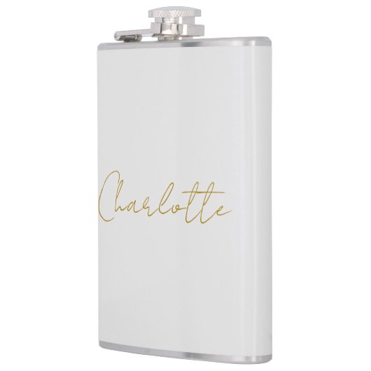 Kalligrafie Gouden Kleur Grijs Aangepast Persoonli Heupfles (Links)