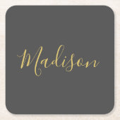 Kalligrafie Gouden Kleur Grijs Aangepast Persoonli Kartonnen Onderzetters (Voorkant)