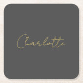 Kalligrafie Gouden Kleur Grijs Aangepast Persoonli Kartonnen Onderzetters (Voorkant)