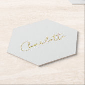 Kalligrafie Gouden Kleur Grijs Aangepast Persoonli Kartonnen Onderzetters (Schuin)