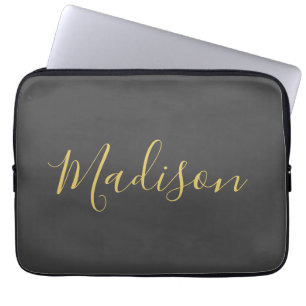 Kalligrafie Gouden Kleur Grijs Aangepast Persoonli Laptop Sleeve