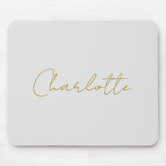 Kalligrafie Gouden Kleur Grijs Aangepast Persoonli Muismat (Voorkant)