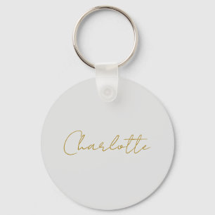 Kalligrafie Gouden Kleur Grijs Aangepast Persoonli Sleutelhanger