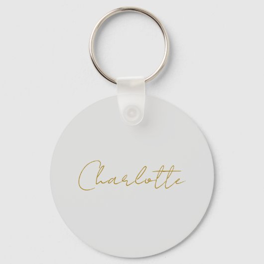 Kalligrafie Gouden Kleur Grijs Aangepast Persoonli Sleutelhanger (Voorkant)