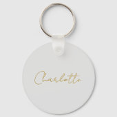 Kalligrafie Gouden Kleur Grijs Aangepast Persoonli Sleutelhanger (Achterkant)