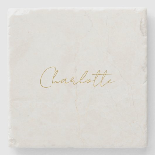 Kalligrafie Gouden Kleur Grijs Aangepast Persoonli Stenen Onderzetter (Voorkant)