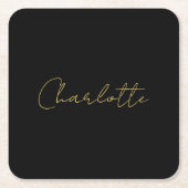 Kalligrafie Gouden Kleur Zwart Aangepast Persoonli Kartonnen Onderzetters (Voorkant)