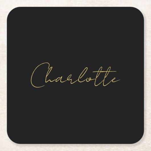 Kalligrafie Gouden Kleur Zwart Aangepast Persoonli Kartonnen Onderzetters (Voorkant)