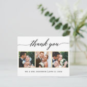 Kalligrafie Gouden Trouw 3 Foto Dank Je Briefkaart (Staand voorkant)