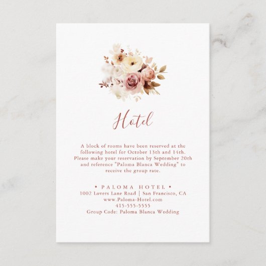 Kalligrafie Graceful Floral Hotel Informatiekaartje (Voorkant)