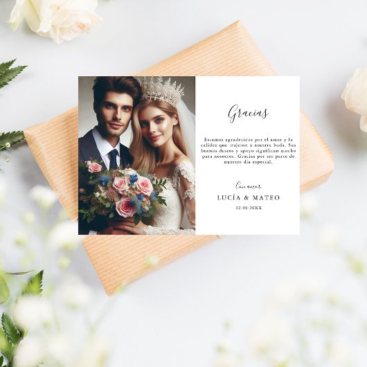 Kalligrafie Gracias Spaanse bruiloft Dank u Kaart
