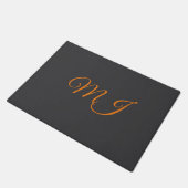 Kalligrafie grijs oranje monogram naam initiaal deurmat (Schuin)