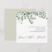 Kalligrafie groen Eucalyptus Save the Date (Voorkant / Achterkant)