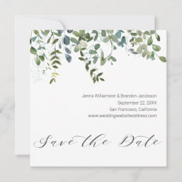 Kalligrafie groen Eucalyptus Save the Date