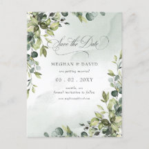 Kalligrafie groen Eucalyptus Save the Date