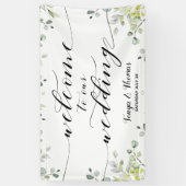 Kalligrafie Groen Eucalyptus Welkom Trouwen Spandoek (Verticaal)