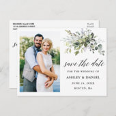 Kalligrafie Groen Sla de datumfoto op Briefkaart (Voorkant / Achterkant)