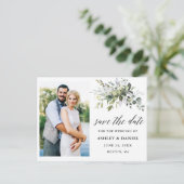 Kalligrafie Groen Sla de datumfoto op Briefkaart (Staand voorkant)