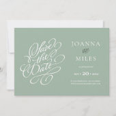 kalligrafie Groen sparen de Datum Kaart (Voorkant)