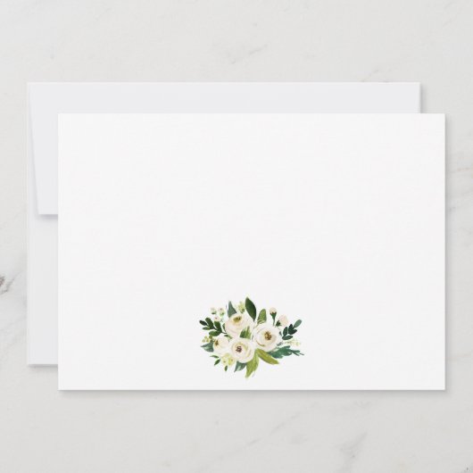 Kalligrafie Groen Wit Bloemen Huwelijk 3 Foto Bedankkaart (Achterkant)