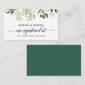 Kalligrafie Groene Botanische Huwelijksregister Informatiekaartje (Voorkant / Achterkant)