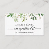 Kalligrafie Groene Botanische Huwelijksregister Informatiekaartje (Voorkant)