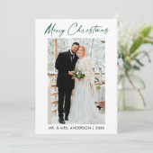 Kalligrafie Groene inkt Script bruiloft foto Feestdagenkaart (Staand voorkant)