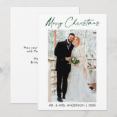 Kalligrafie Groene inkt Script bruiloft foto Feestdagenkaart (Voorkant / Achterkant)