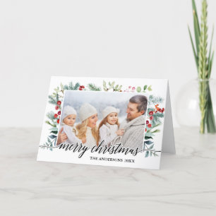 Kalligrafie Groene Kerst Vouwkaart Feestdagen Kaart