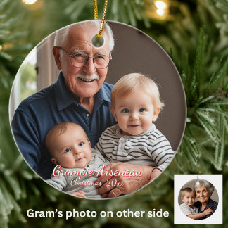 Kalligrafie Grootouders Foto Wit Personaliseer Keramisch Ornament