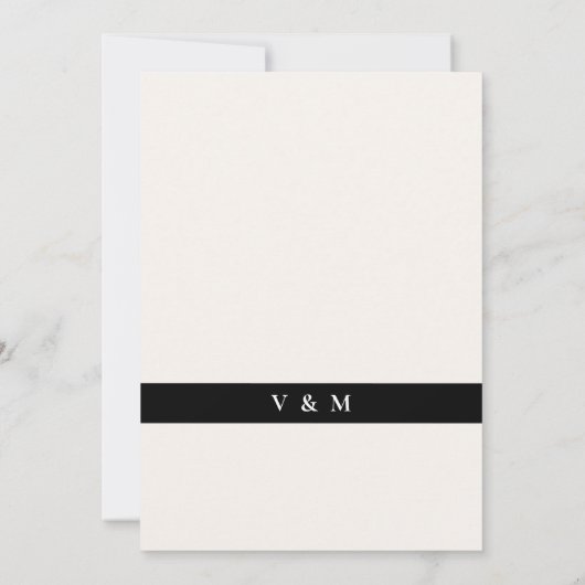 Kalligrafie Grote Bold "En" Zwart & Wit Bruiloft Kaart (Achterkant)